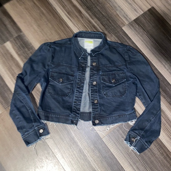 Charlotte Russe Dark Blue Cropped Denim Jacket - Picture 3 of 8